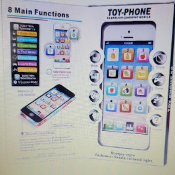 TOY PHONE FOR 18 MONTH + TODDLERS 8 FUNCTION, BRIGHT COLORS AND MUSIC - Picture 4 of 6